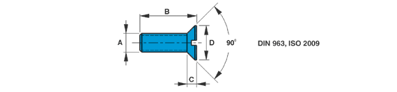 Masszeichnung Schrauben DIN 963, ISO 2009