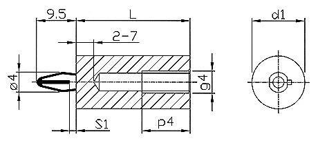 Masszeichnung Distanzhalter / Leiterplattenhalter Distclip V102