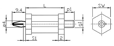 Masszeichnung Distanzhalter / Leiterplattenhalter Distclip V103