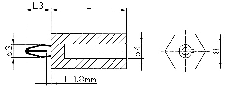 Masszeichnung Distanzhalter / Leiterplattenhalter Distclip V101_01