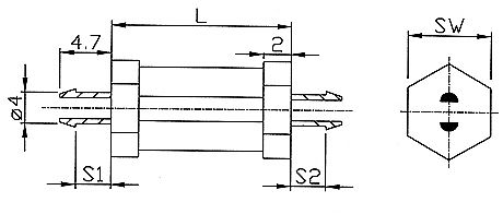 Masszeichnung Distanzhalter / Leiterplattenhalter Distclip V203
