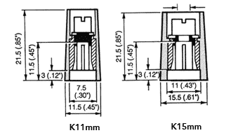 Masszeichnung Spannzangenknpfe Typ K- 11,15mm - hohe Bauform