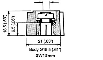 Masszeichnung Spannzangenknpfe Typ SW- 15mm - niedere Bauform