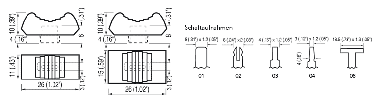 Masszeichnung Typ 04LK Schiebereglerknopf