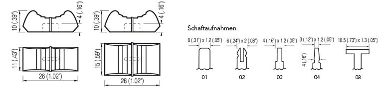 Masszeichnung Typ 3/02LK  2-Farben SOFT-TOUCH Schiebereglerknopf