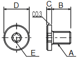 Masszeichnung Zylinderschraube mit TORX und extrem flachem Kopf aus PEEK
