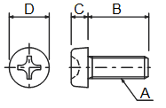 Masszeichnung Flachkopfschrauben mit Kreuzschlitz aus PEEK �hnlich DIN 7985 / DIN 34812 / ISO 7045