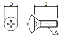 Masszeichnung Senkschrauben PEEK 30% glasfaserverst�rkt �hnlich DIN 965 / DIN 34811 / ISO 7046