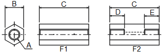 Masszeichnung Distanzhalter (Abstandsbolzen) mit Innen/Innen-Gewinde aus PEEK