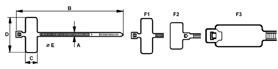 Masszeichnung Kabelbinder mit Beschriftungsfeld