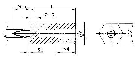 Masszeichnung Distanzhalter / Leiterplattenhalter Distclip V100