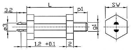 Masszeichnung Distanzhalter / Leiterplattenhalter Distclip V202