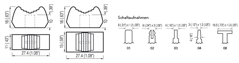 Masszeichnung Typ 03LK Schiebereglerknopf