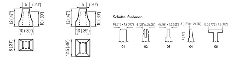 Masszeichnung Typ 05LK Schiebereglerknopf