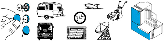 Anwendungsbeispiele von Abdeckkappen 006-k5 zu Ringen 006-r5 r6 r7